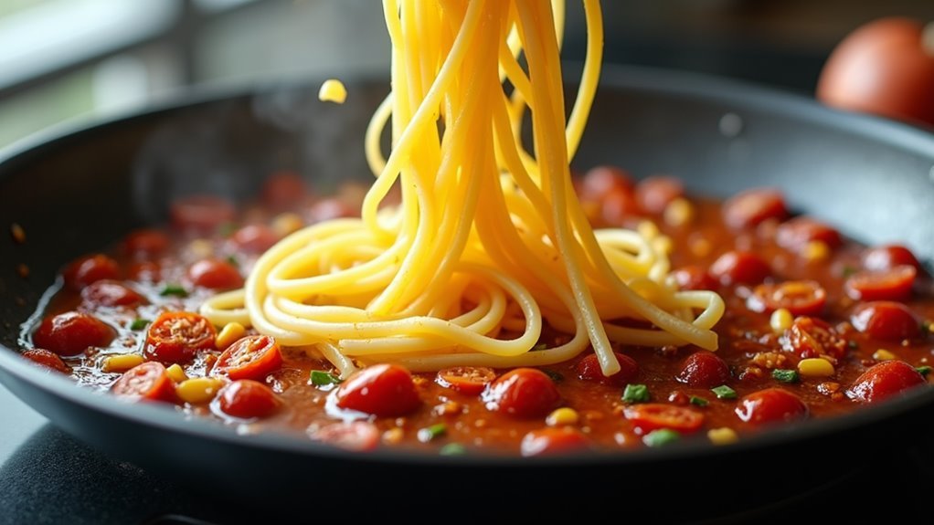 mix pasta with sauce