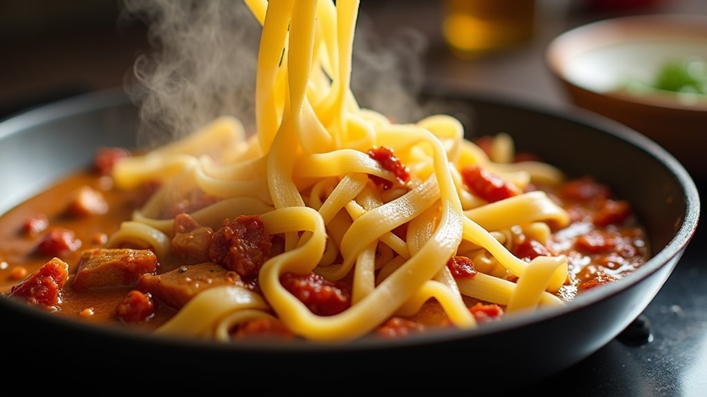 mix pasta with sauce