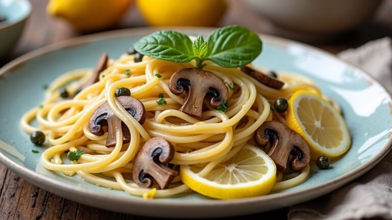 mushroom pasta with tangy sauce