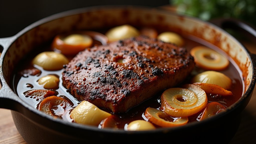onions encircle the brisket