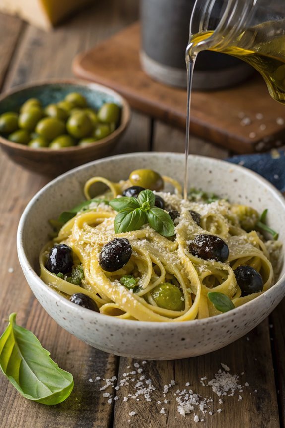 pasta dish featuring olives