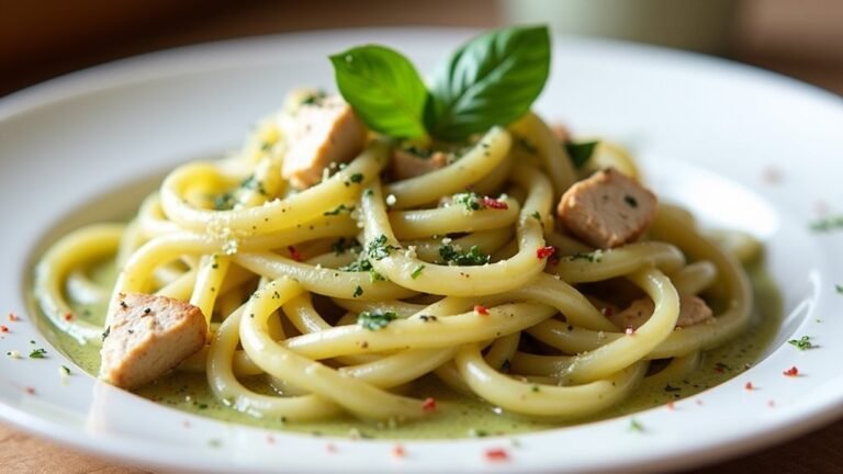 pasta with creamy pesto chicken