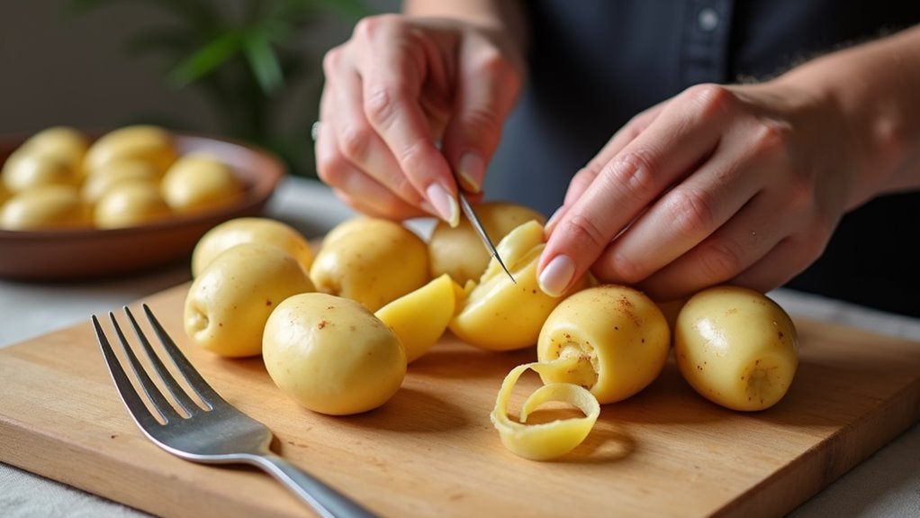 peel and prick potatoes