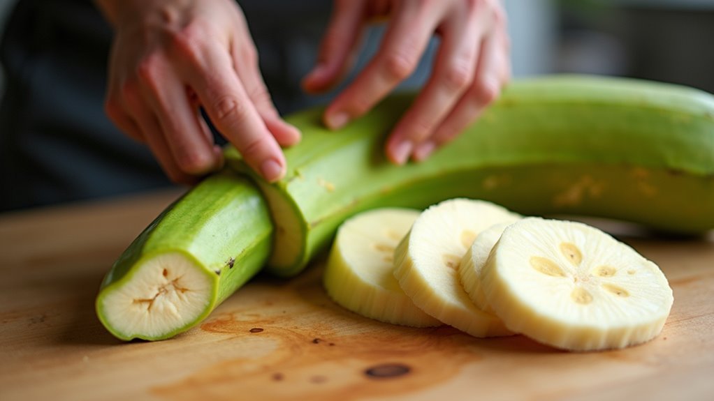 peel and slice plantains