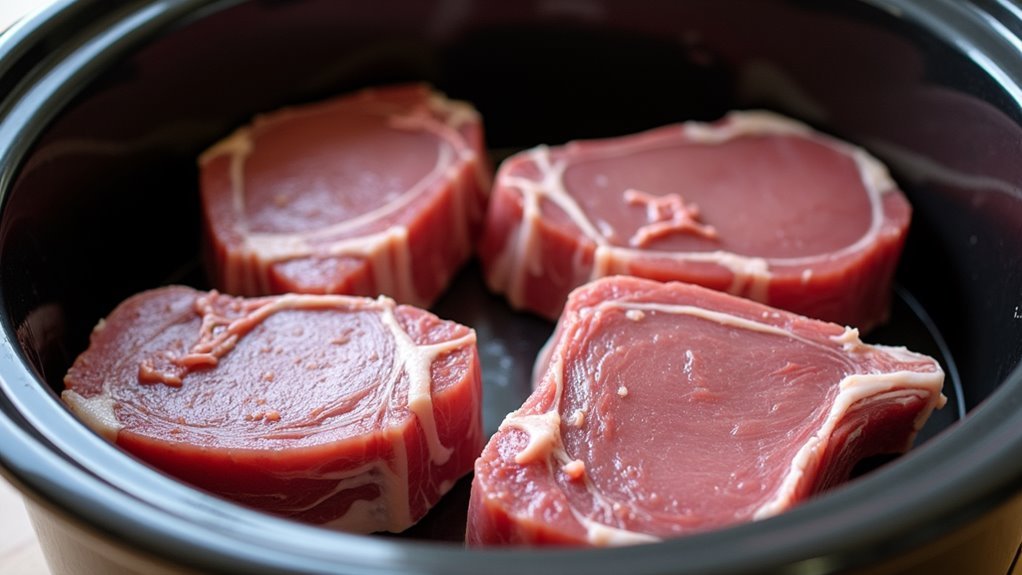 place pork chops neatly