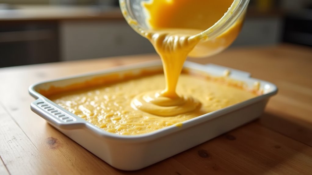 pour half the batter