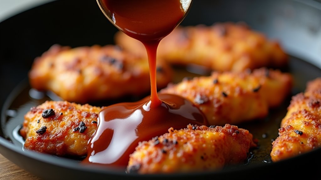 pour sauce on tenders
