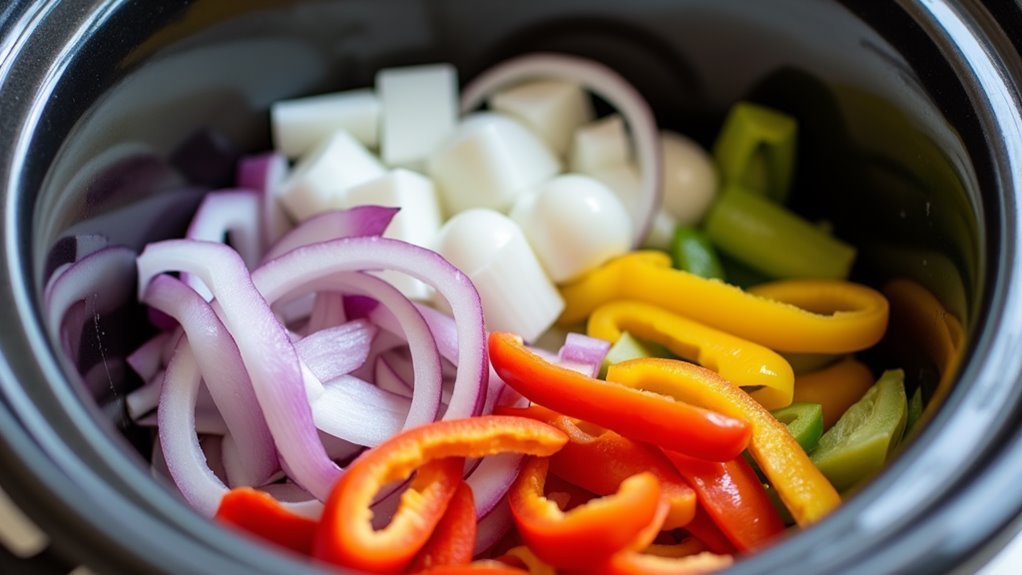 prepare sliced onions peppers