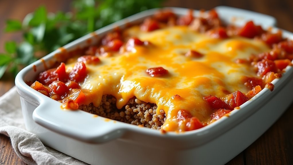 protein rich quinoa beef bake