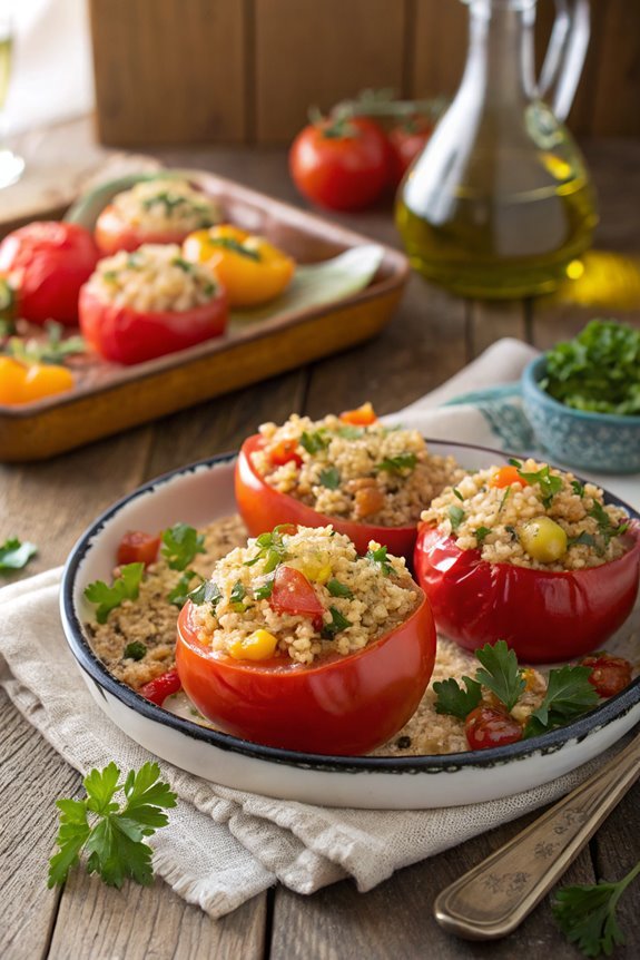 quinoa filled stuffed tomatoes