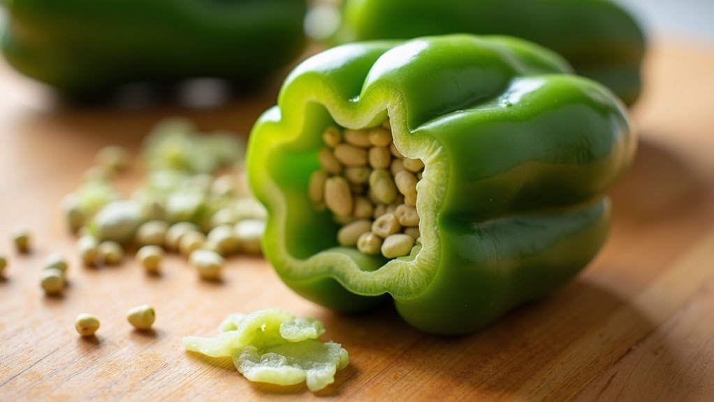remove seeds from peppers