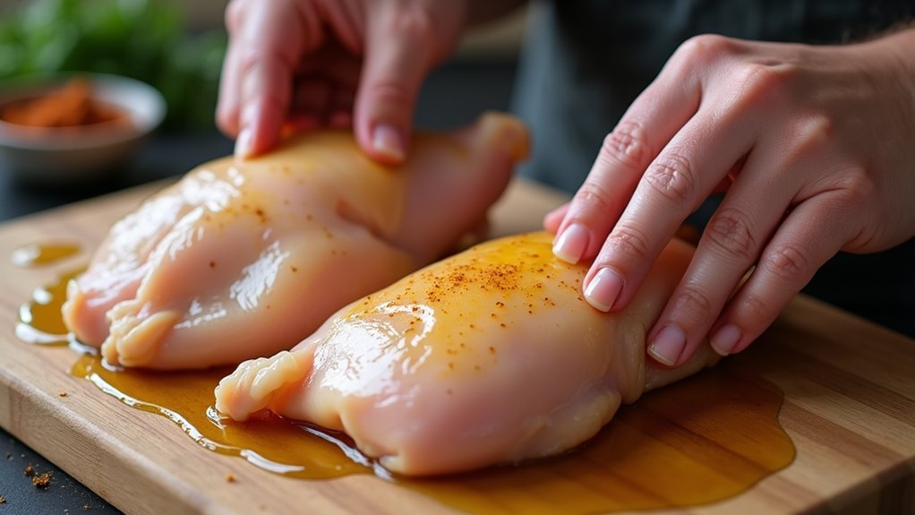 rub chicken with oil