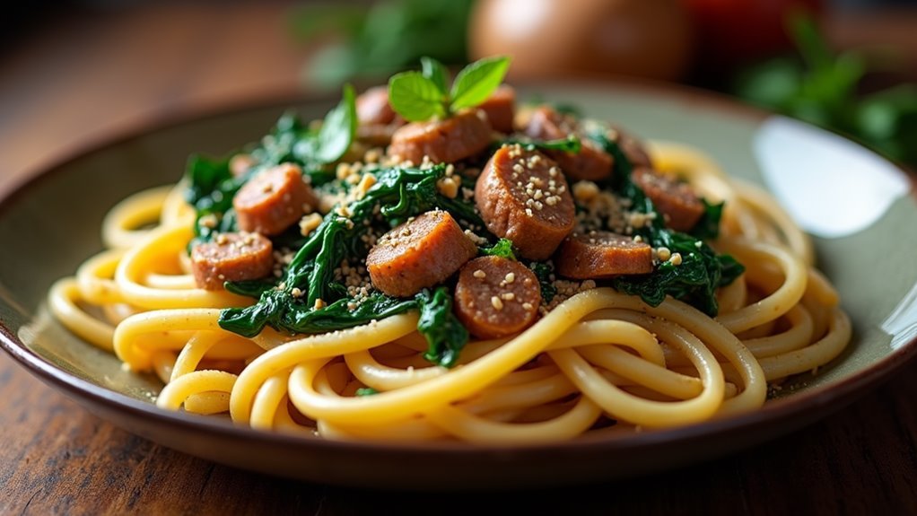 sausage and spinach pasta