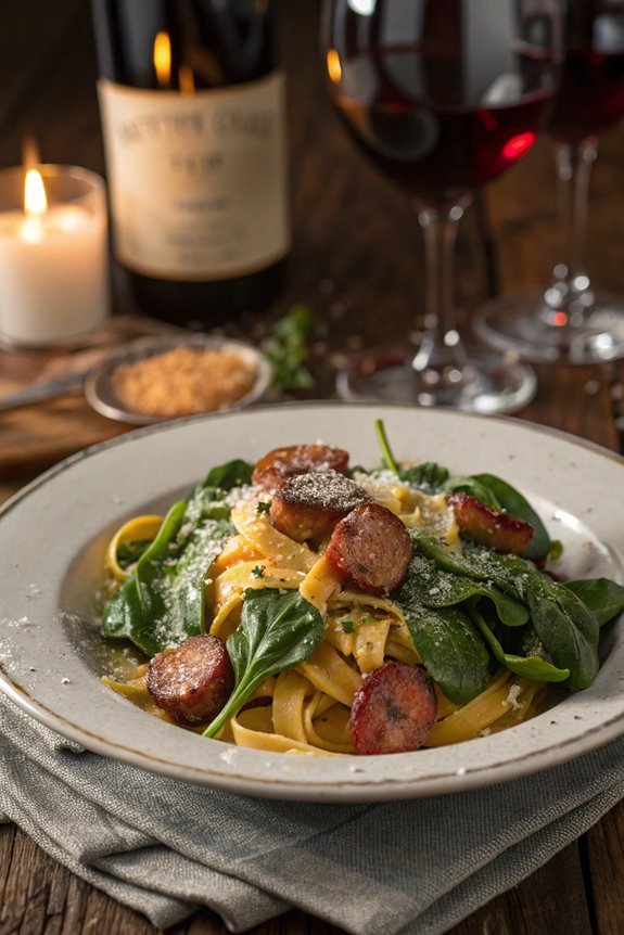 sausage spinach pasta dish