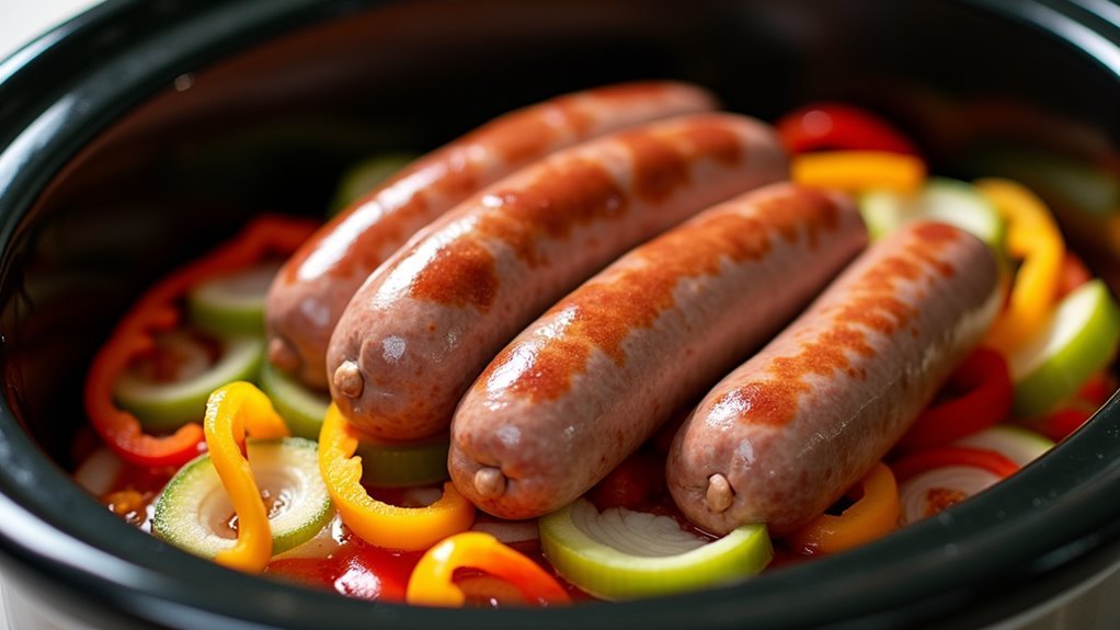 sausages placed on vegetables
