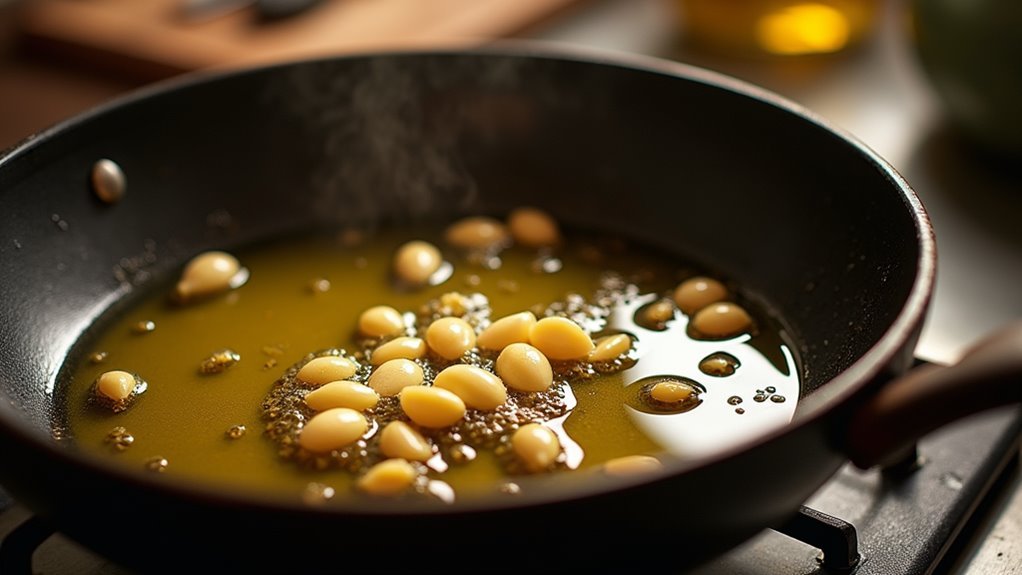 saut garlic in oil
