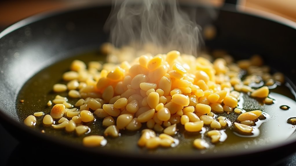 saut garlic in oil