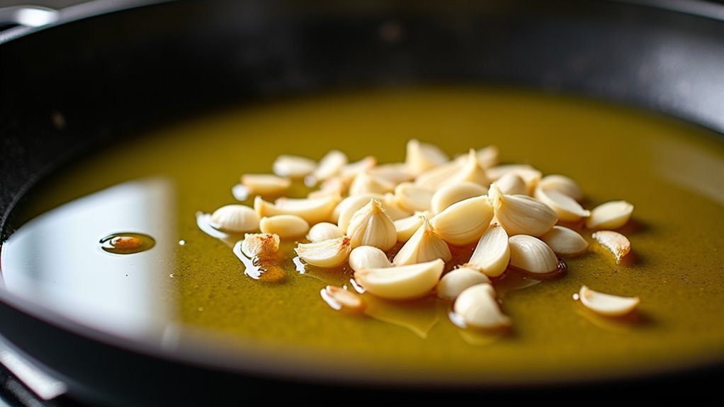 saut garlic in oil