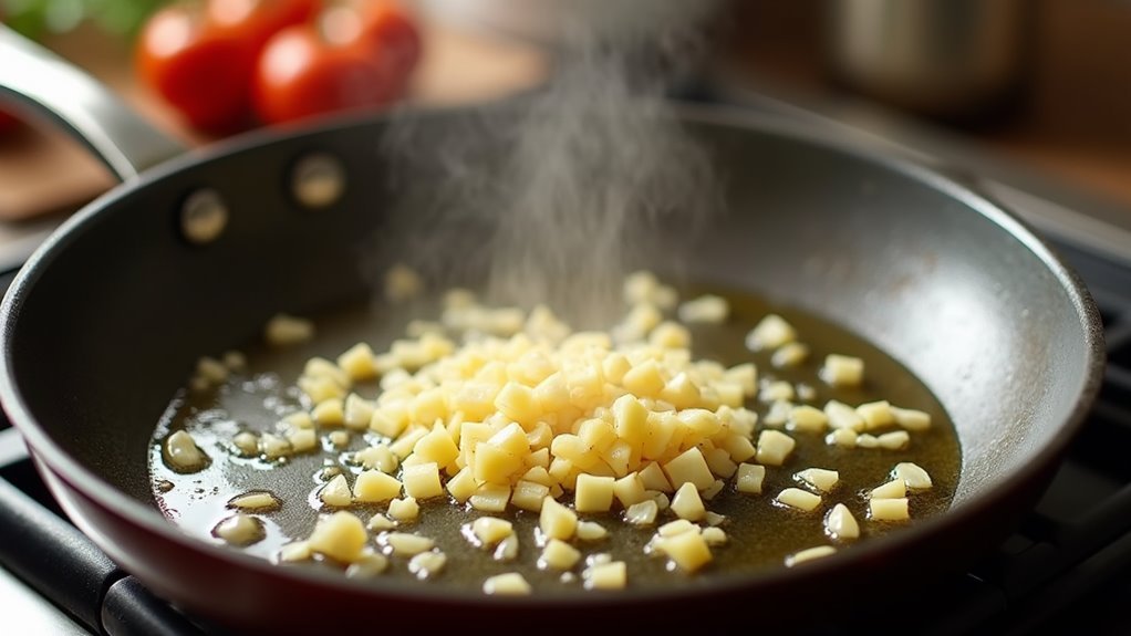 saut garlic until fragrant