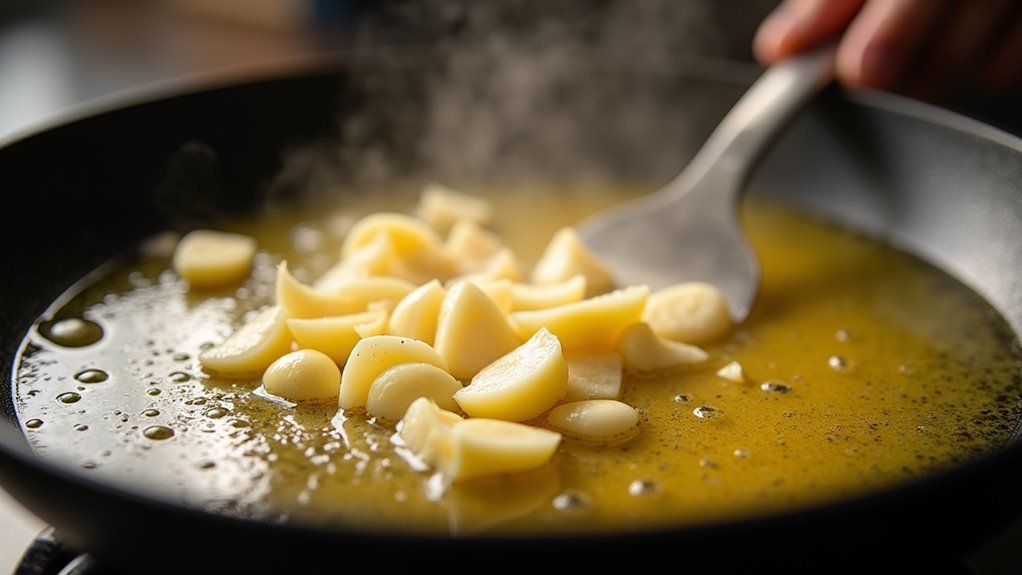 saut garlic with butter