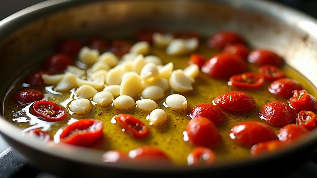 saut garlic with tomatoes