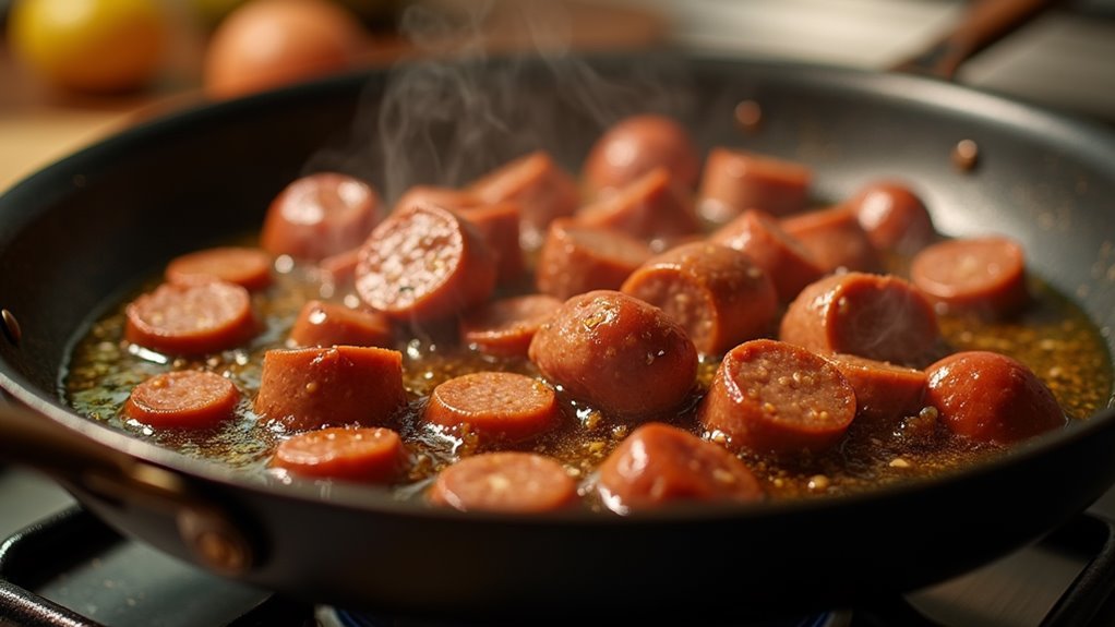saut sausage in oil