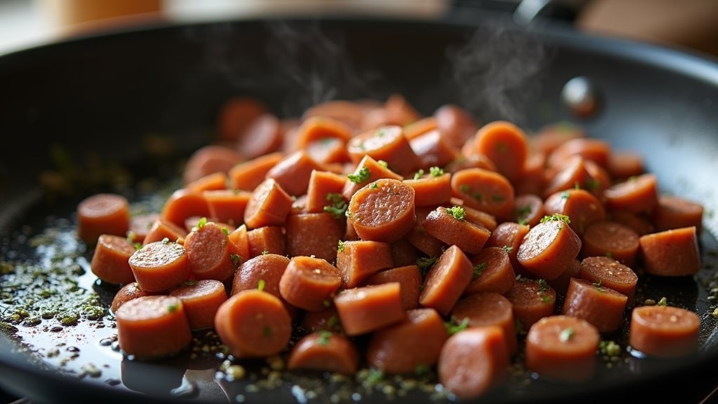 saut sausage in skillet