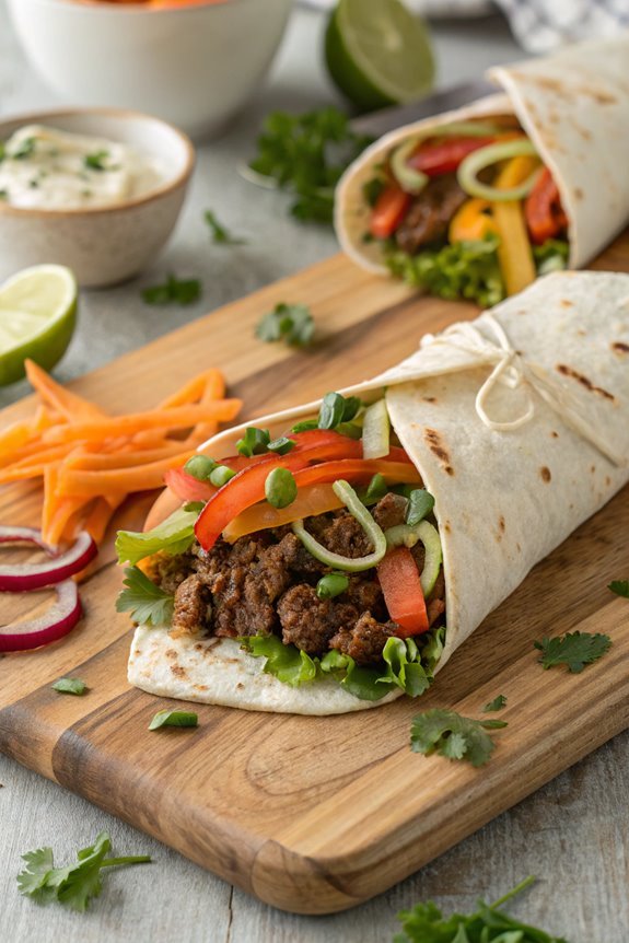 savory beef and vegetable wraps