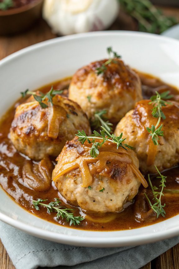savory onion infused chicken meatballs