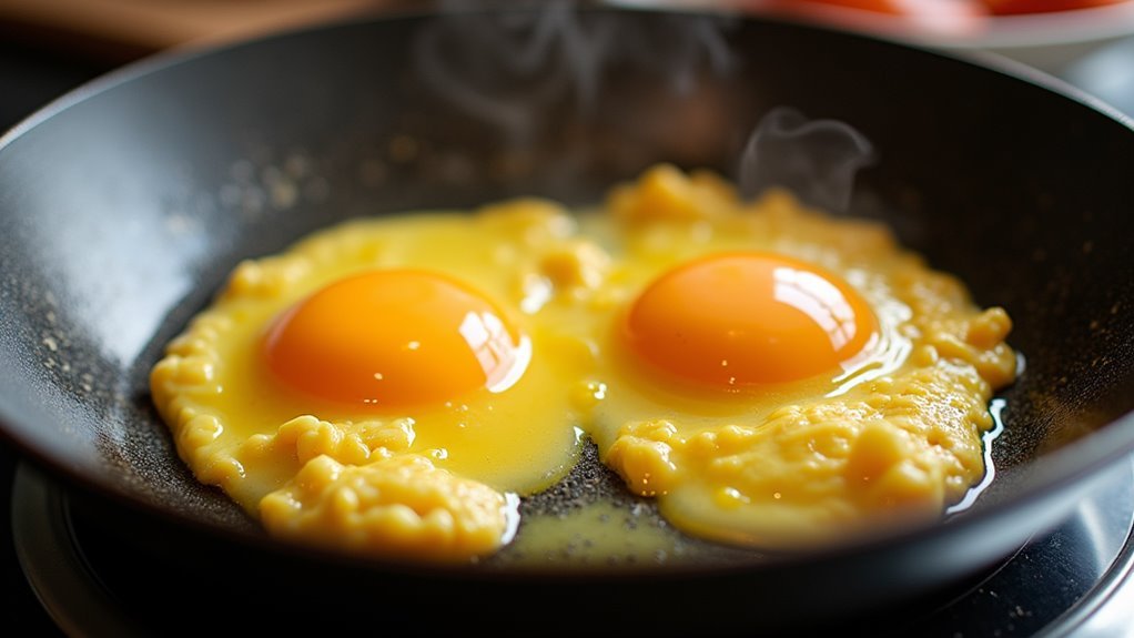 scramble eggs until firm