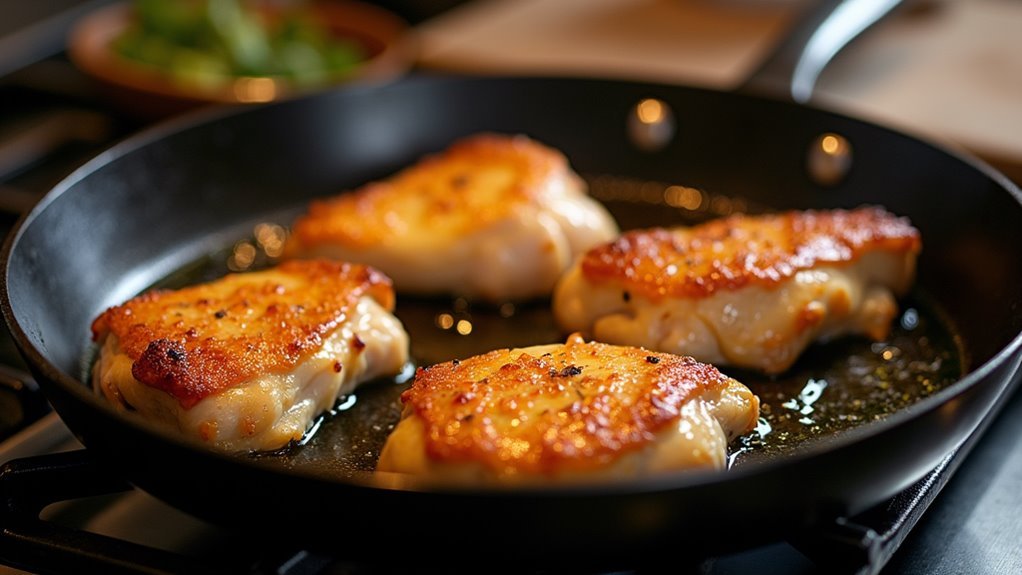 sear chicken thighs skin side
