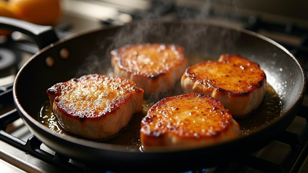 sear chops until golden