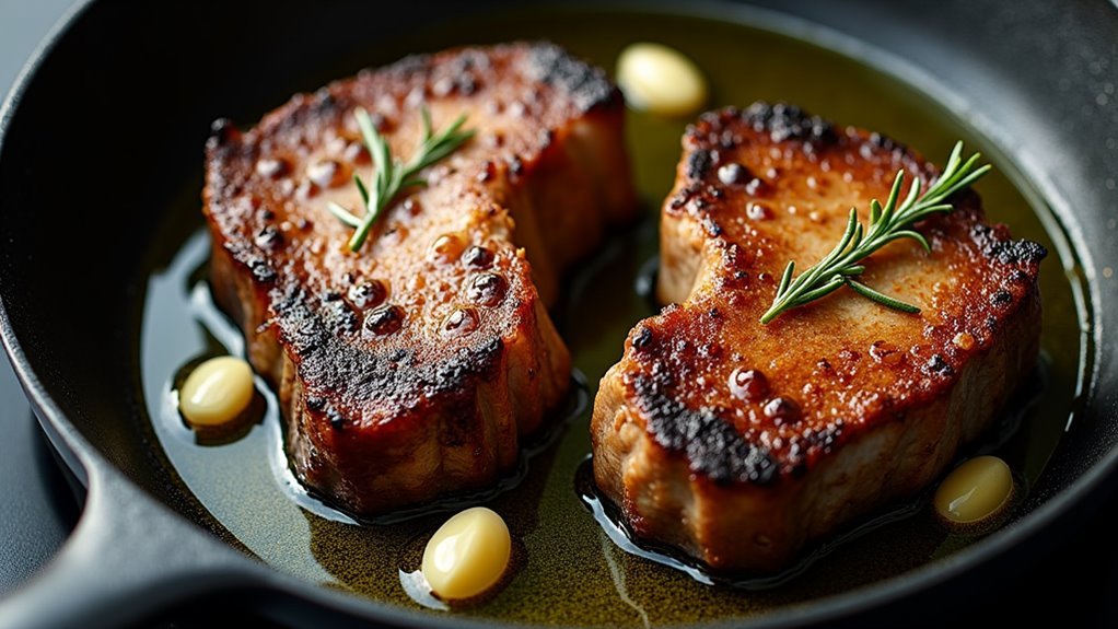 sear chops until golden
