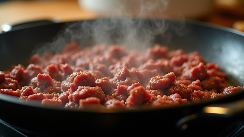 sear ground beef thoroughly