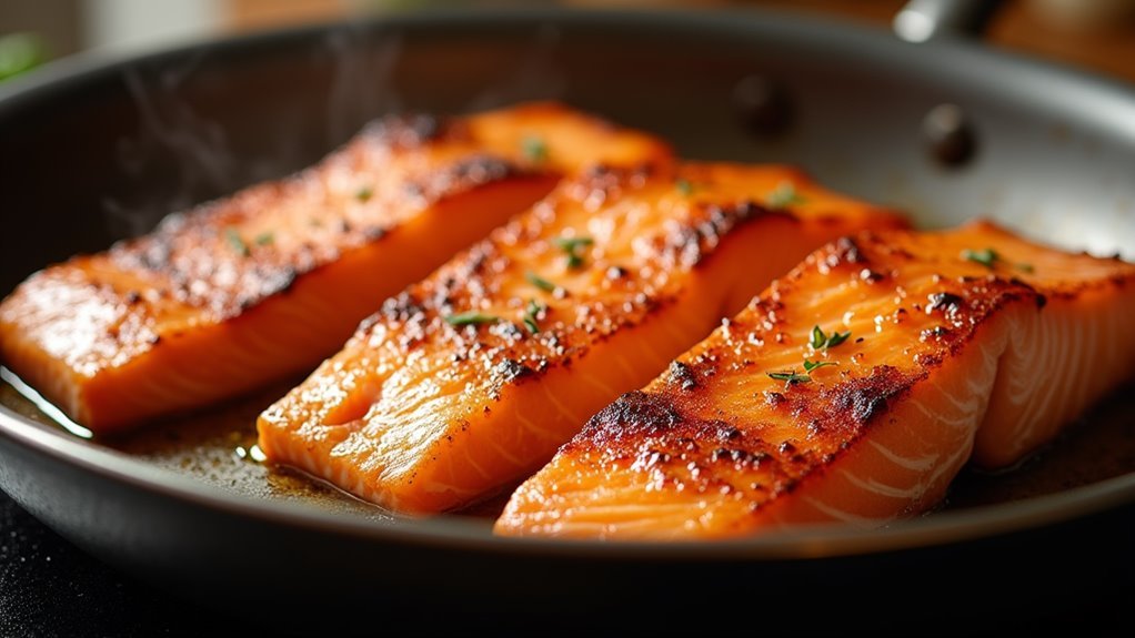sear salmon skin side up
