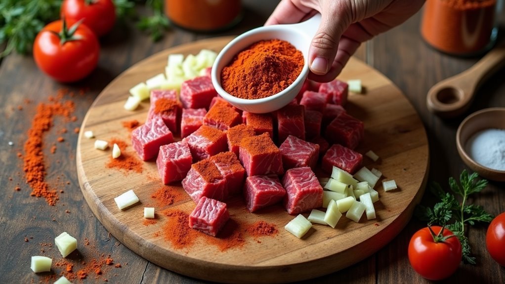 season beef with paprika