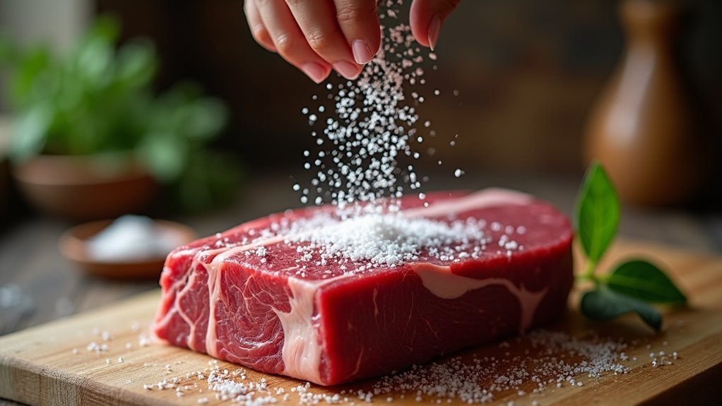 season beef with salt