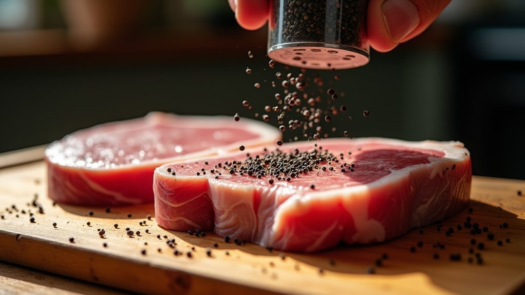 season chops with pepper