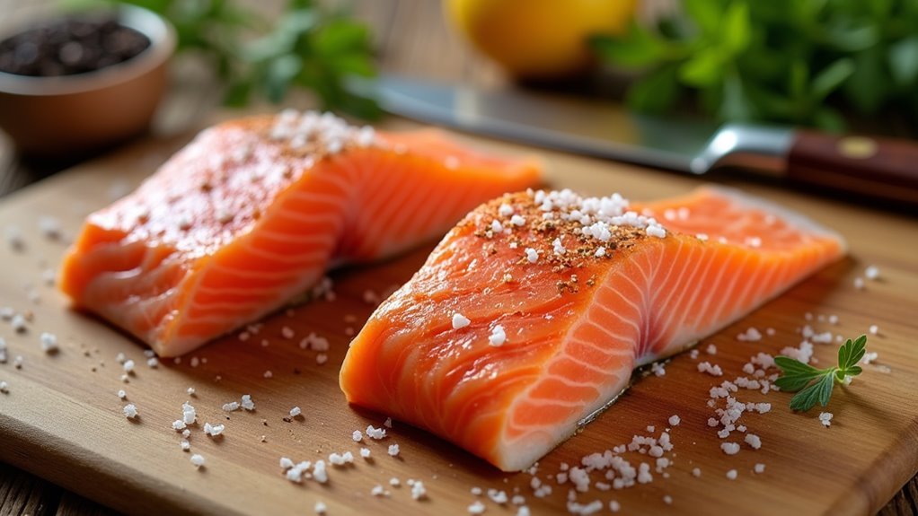 season salmon with salt