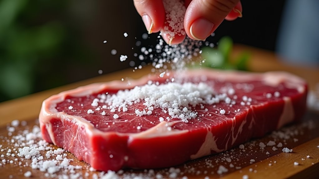 season steak with salt