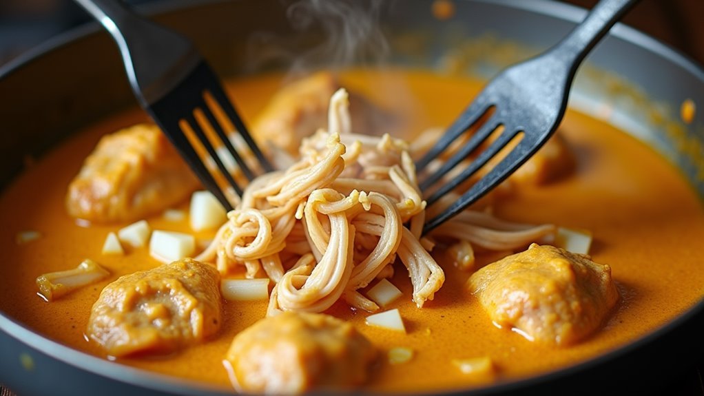shred chicken using forks