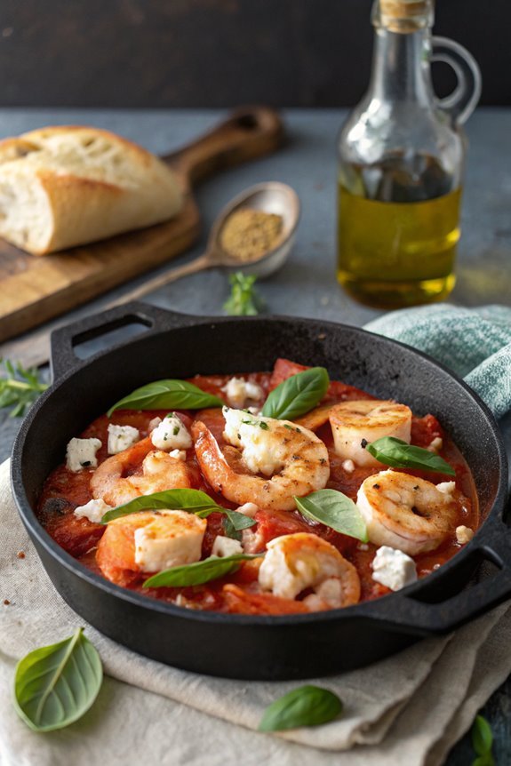 shrimp cooked with feta