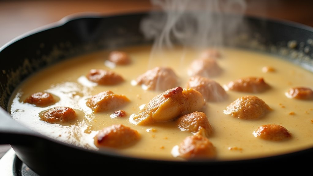 simmer chicken bits cream