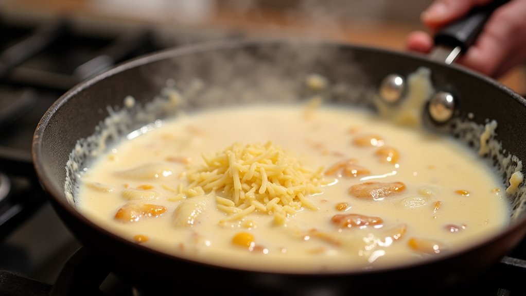 simmer cream and garlic