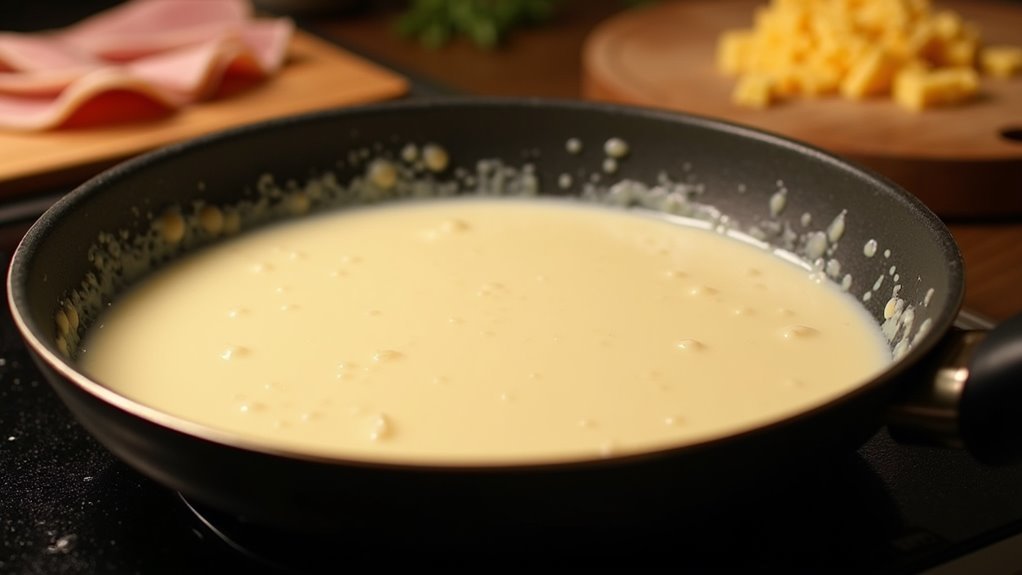 simmer cream in skillet