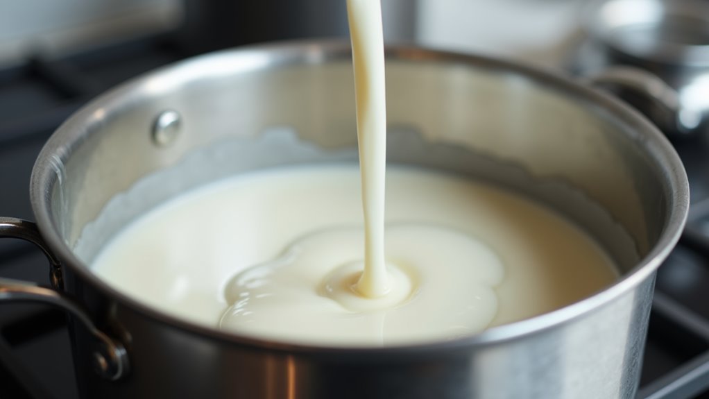 simmer milk gently first