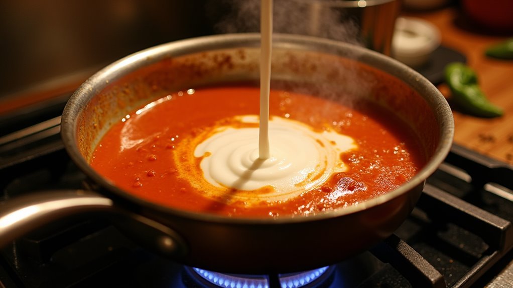 simmer mixture with cream