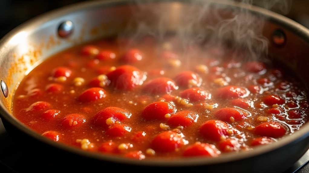 simmer tomatoes in bacon