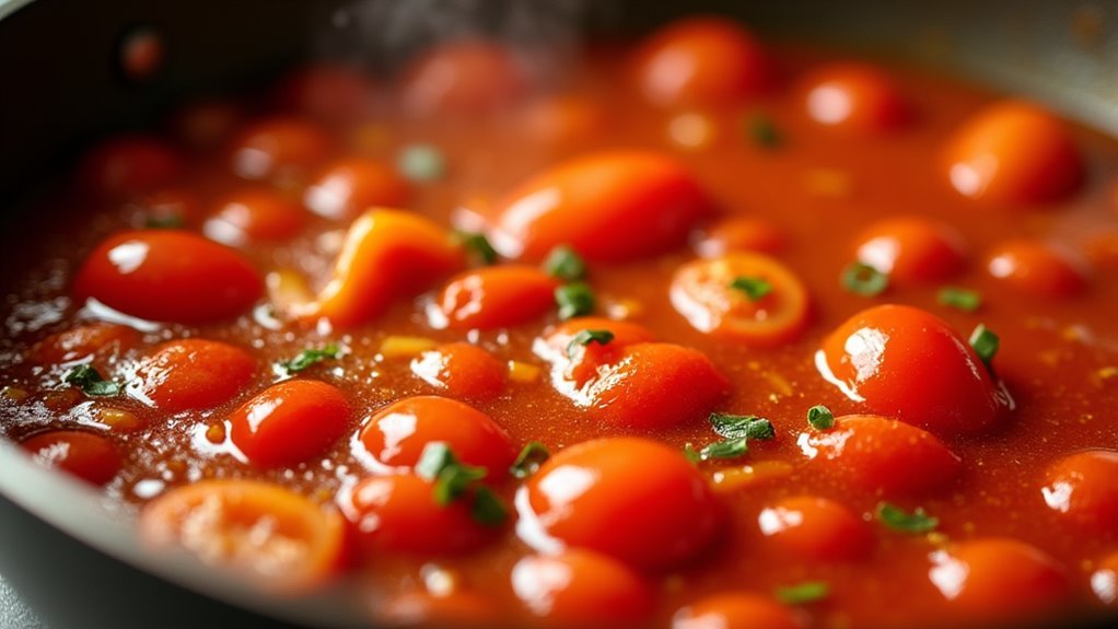 simmer tomatoes until thickened