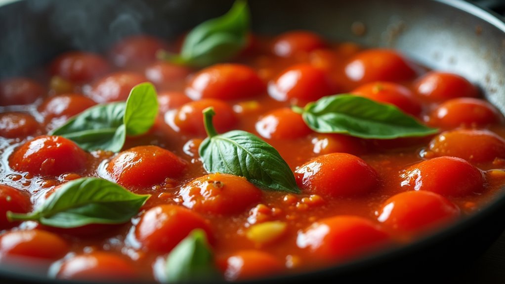 simmer tomatoes until thickened